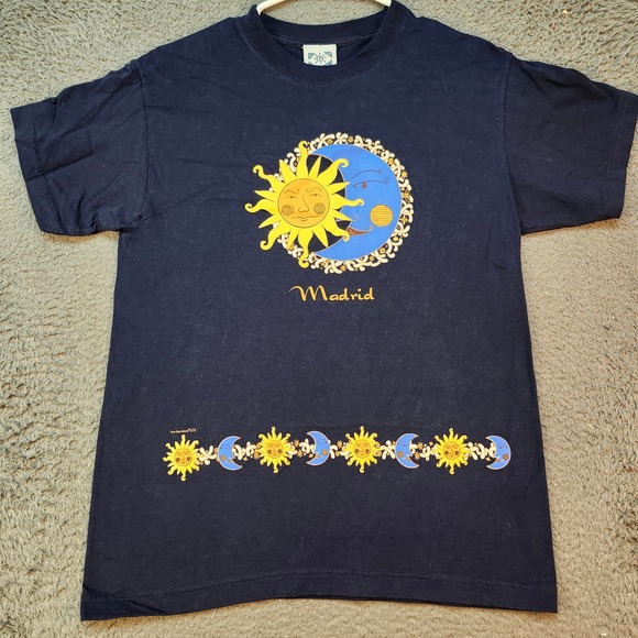 The Sun State Madrid Graphic Tee Sun Moon Celestial‎ Print Cotton Small - Picture 1 of 6